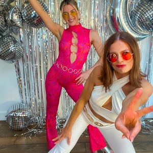 70s disco jumpsuit!! Fun and pink!